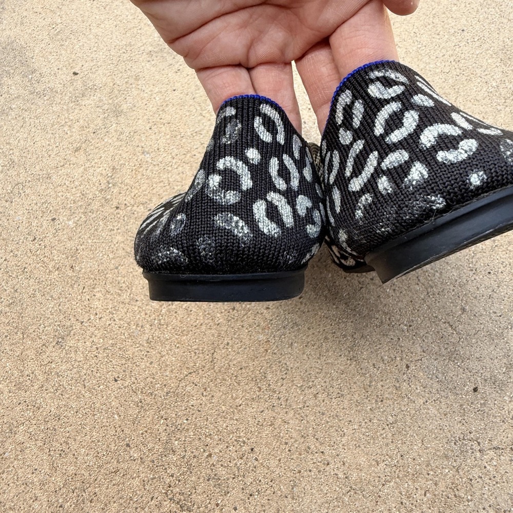 Rothy's Shoes Womens Size 8 Black Animal Print Knit Loafers Slip On Comfort - Picture 4 of 8